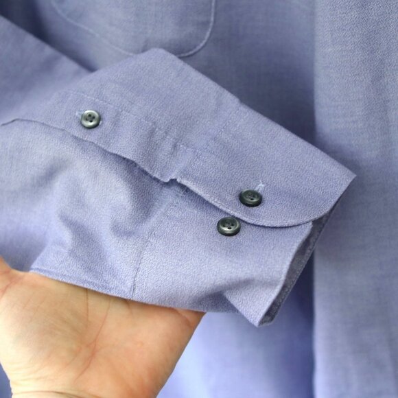 Geoffrey Beene Button Down Dress Shirt Blue Long Sleeve Classic Office Casual - Picture 4 of 5